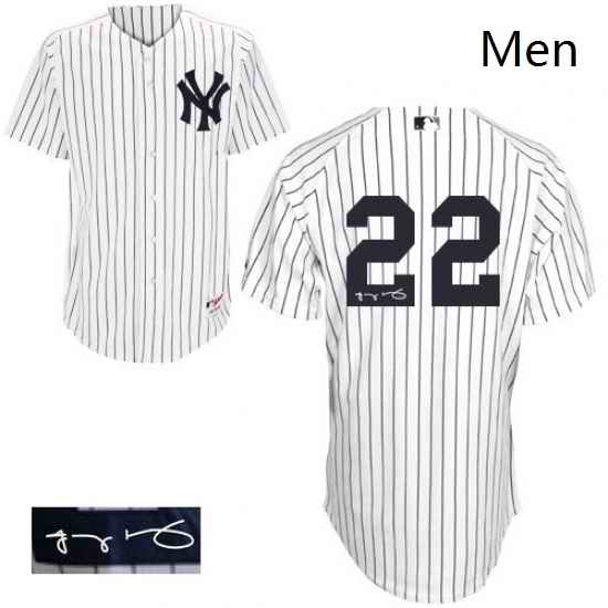 Mens Majestic New York Yankees 22 Jacoby Ellsbury Authentic White Home Autographed MLB Jersey